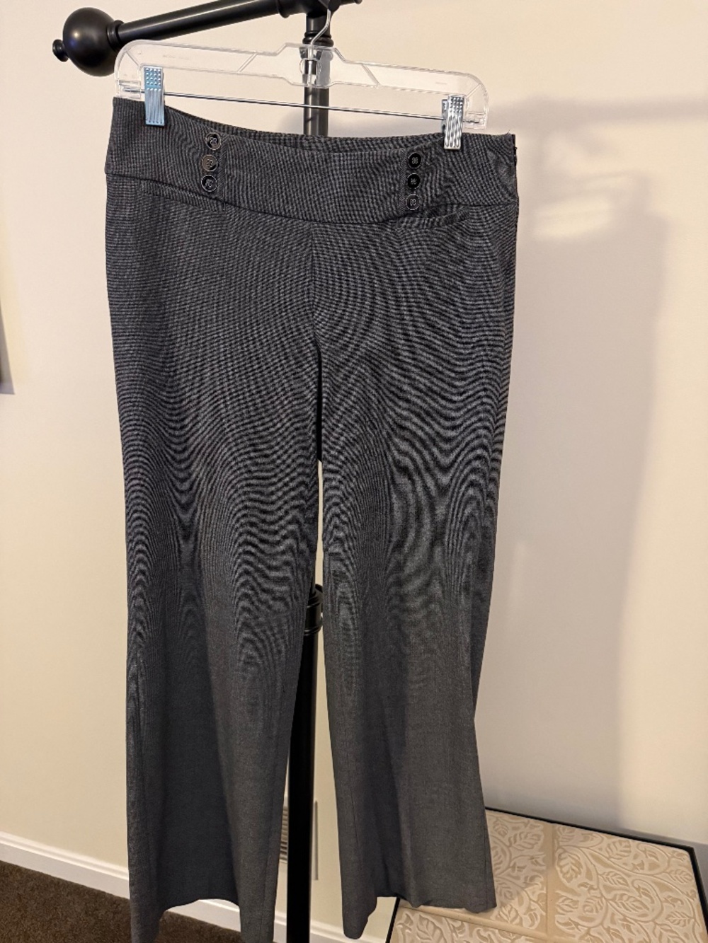 WHBM Charcoal Gray Mid Rise Wide Leg Legacy Trousers Dress Pants